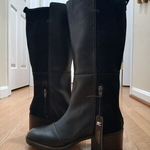 Sorel Cate Leather/SuedeBlock Heel Tall Waterproof Platform Boots Size 9 Wom